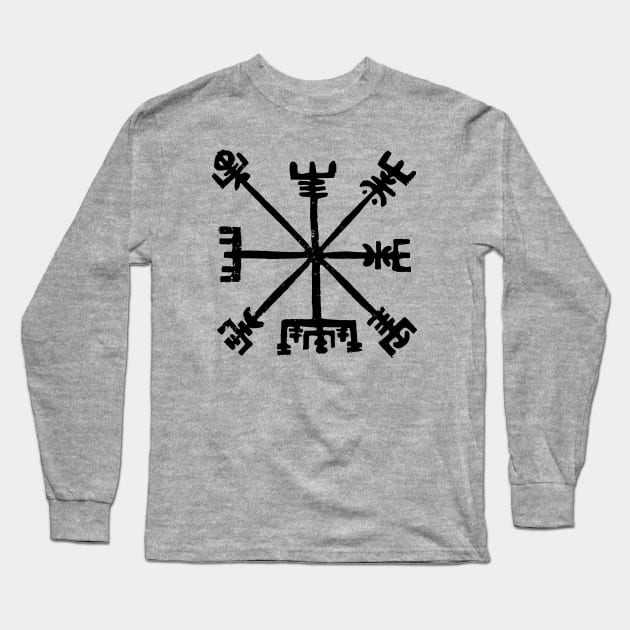 Vegvisir Block Print (Black Ink Version) Long Sleeve T-Shirt by LaForma